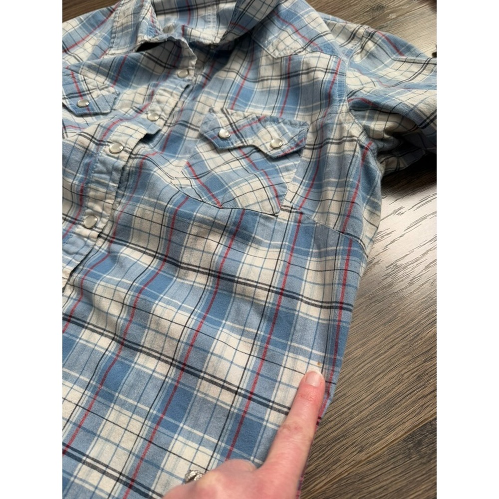 Womens TILT stretch western pearl snap long sleeve button up plaid size M - Picture 9 of 10